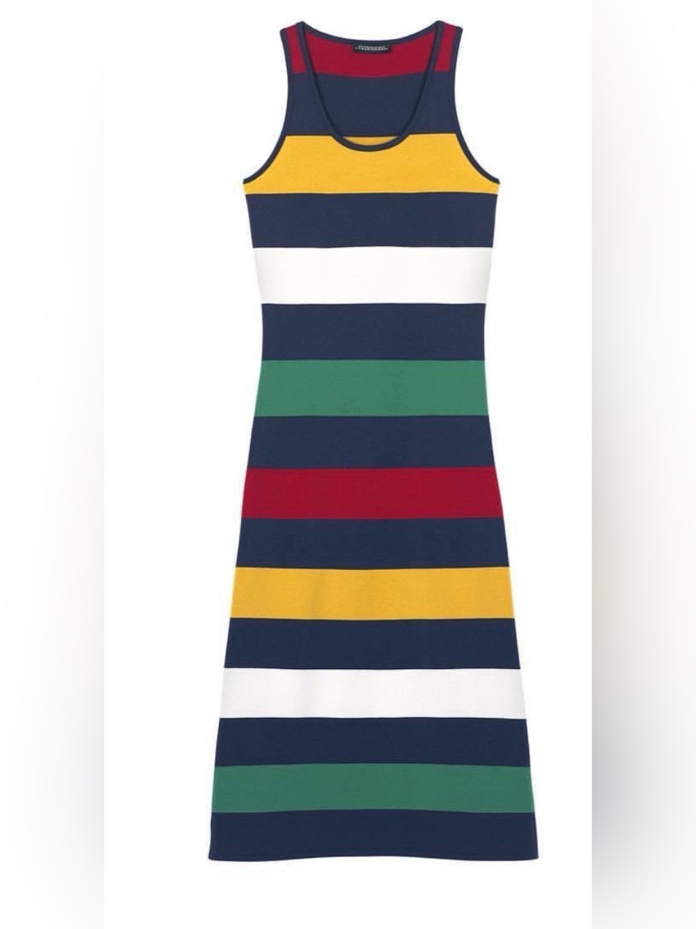 Classic HBC Striped Sleeveless Maxi Dress in Navy Multicolor